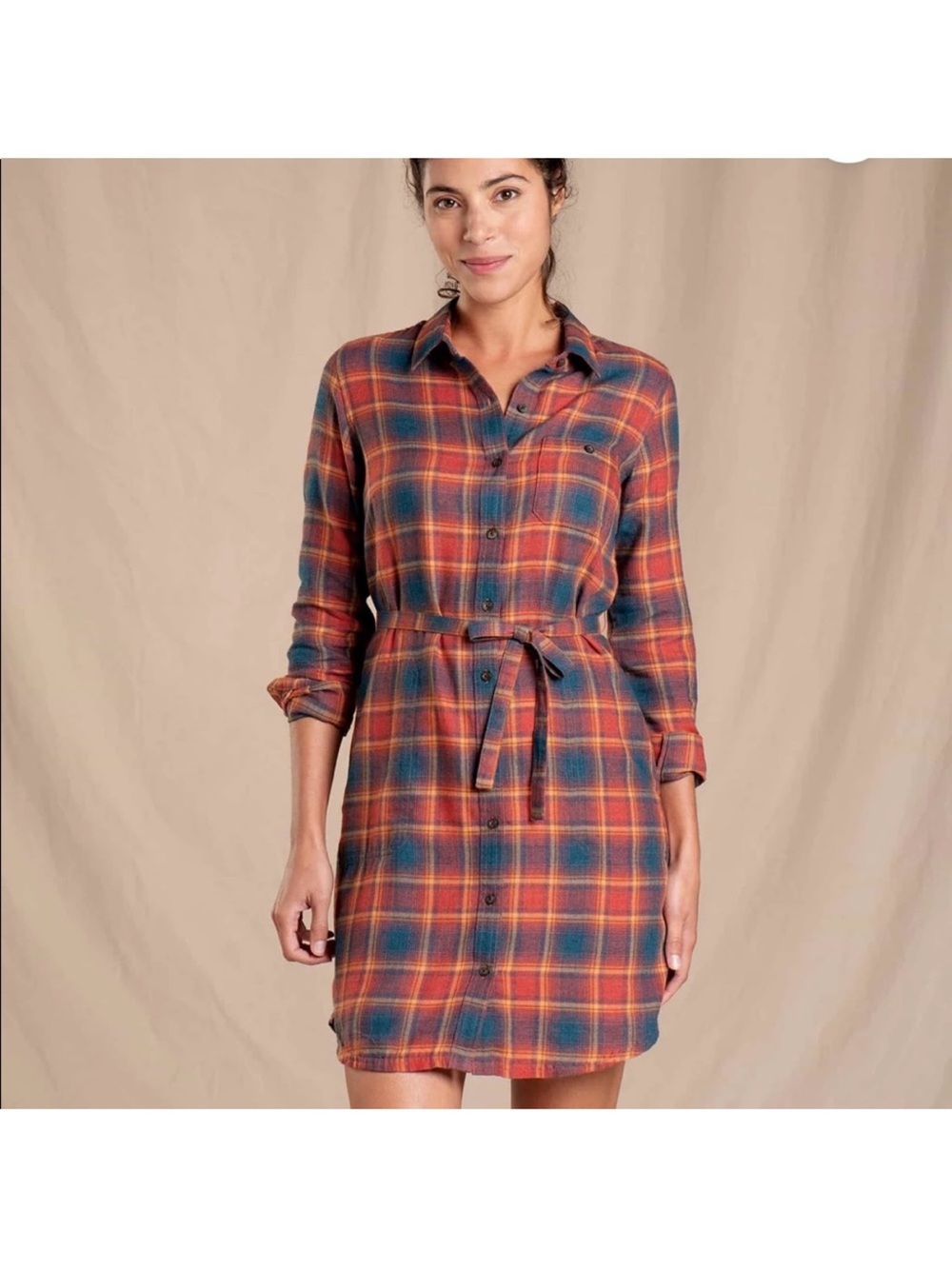 Toad & Co Reform Flannel Shirt Dress Size Medium